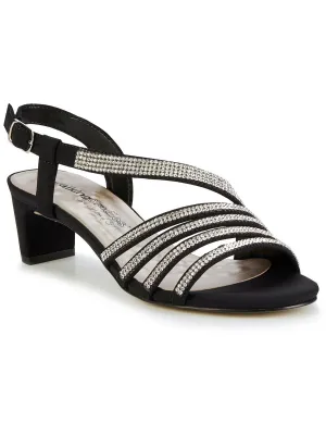 Lettie 2 Womens Satin Rhinestone Kitten Heels
