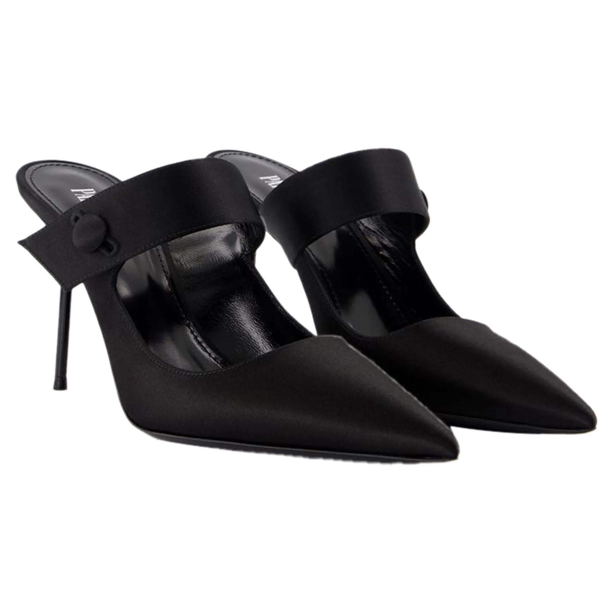 Lidia Couture Sabot 90 Pumps - Paris Texas - Silk - Black
