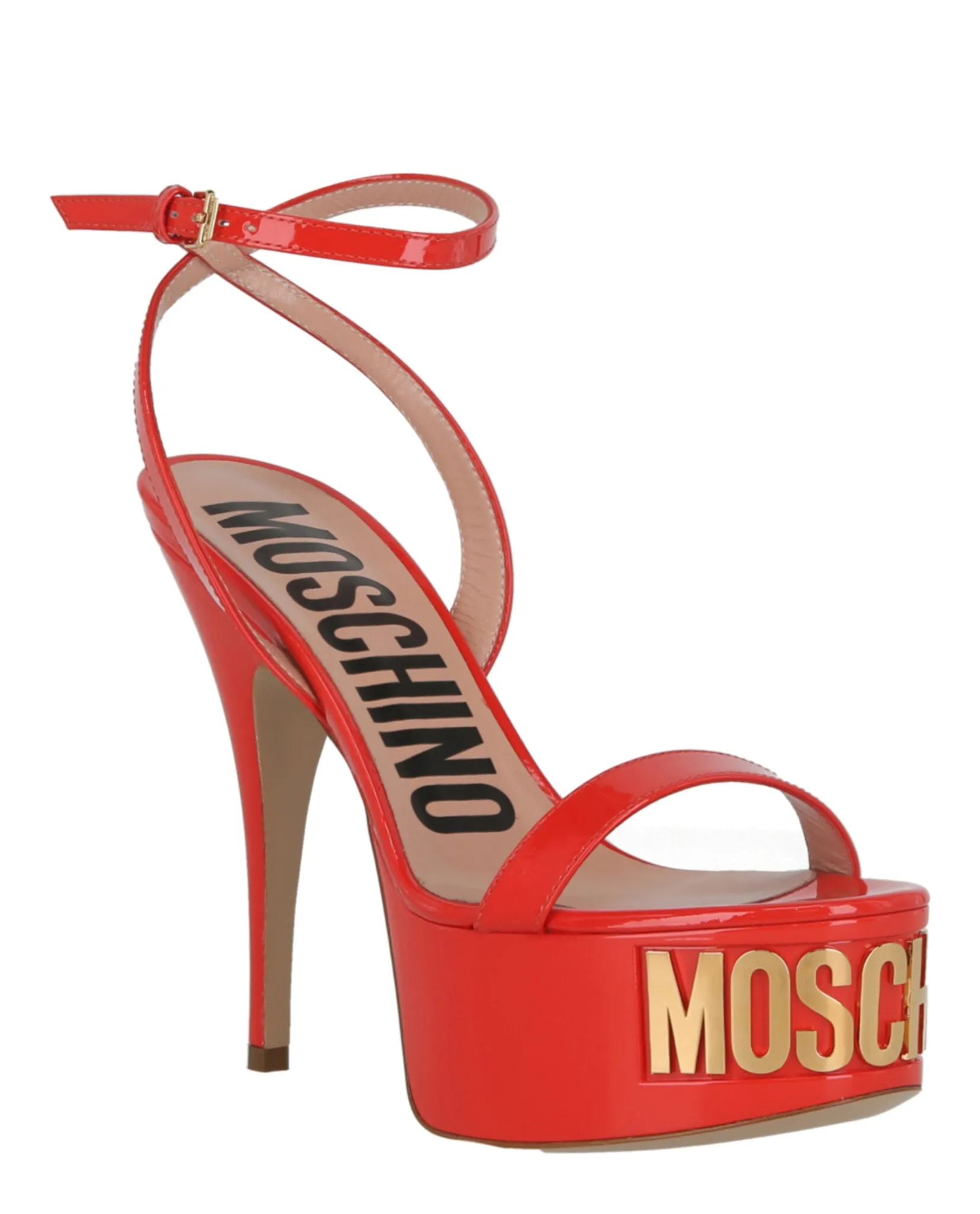 Logo-Letter Patent Leather Platform Pump