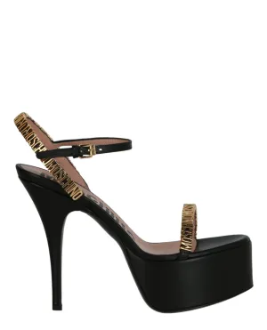 Logo Lettering Platform Heel Sandals