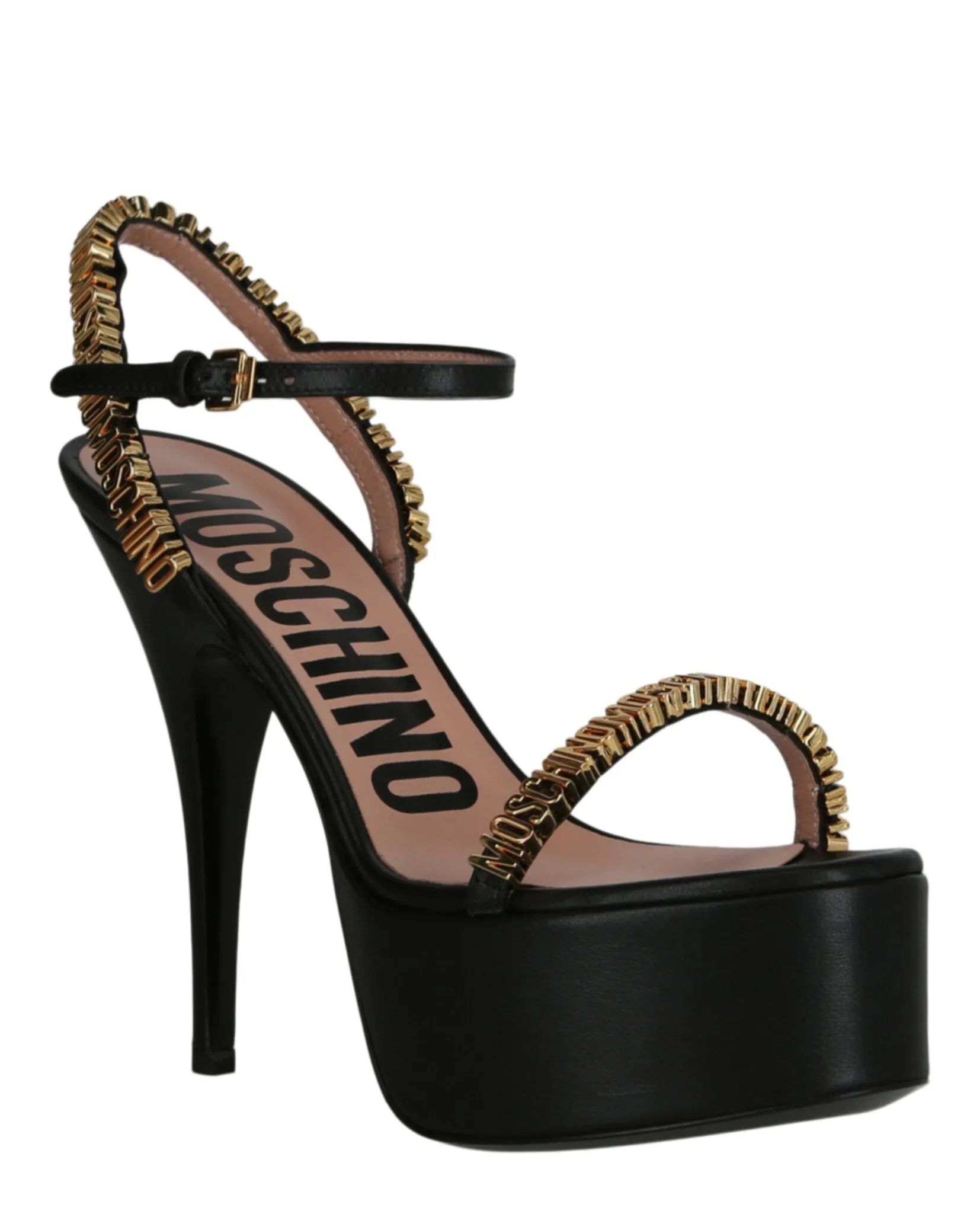 Logo Lettering Platform Heel Sandals