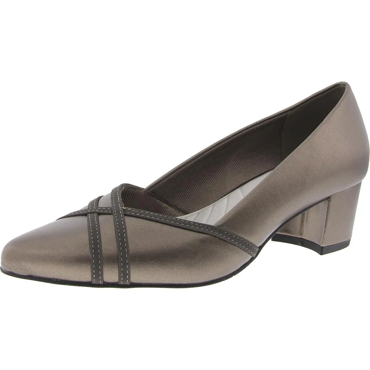 Lotus Womens Block Heel Faux Leather Pumps
