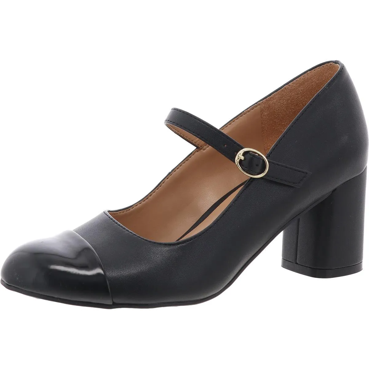 Lovable Womens Metallic Faux Leather Mary Jane Heels