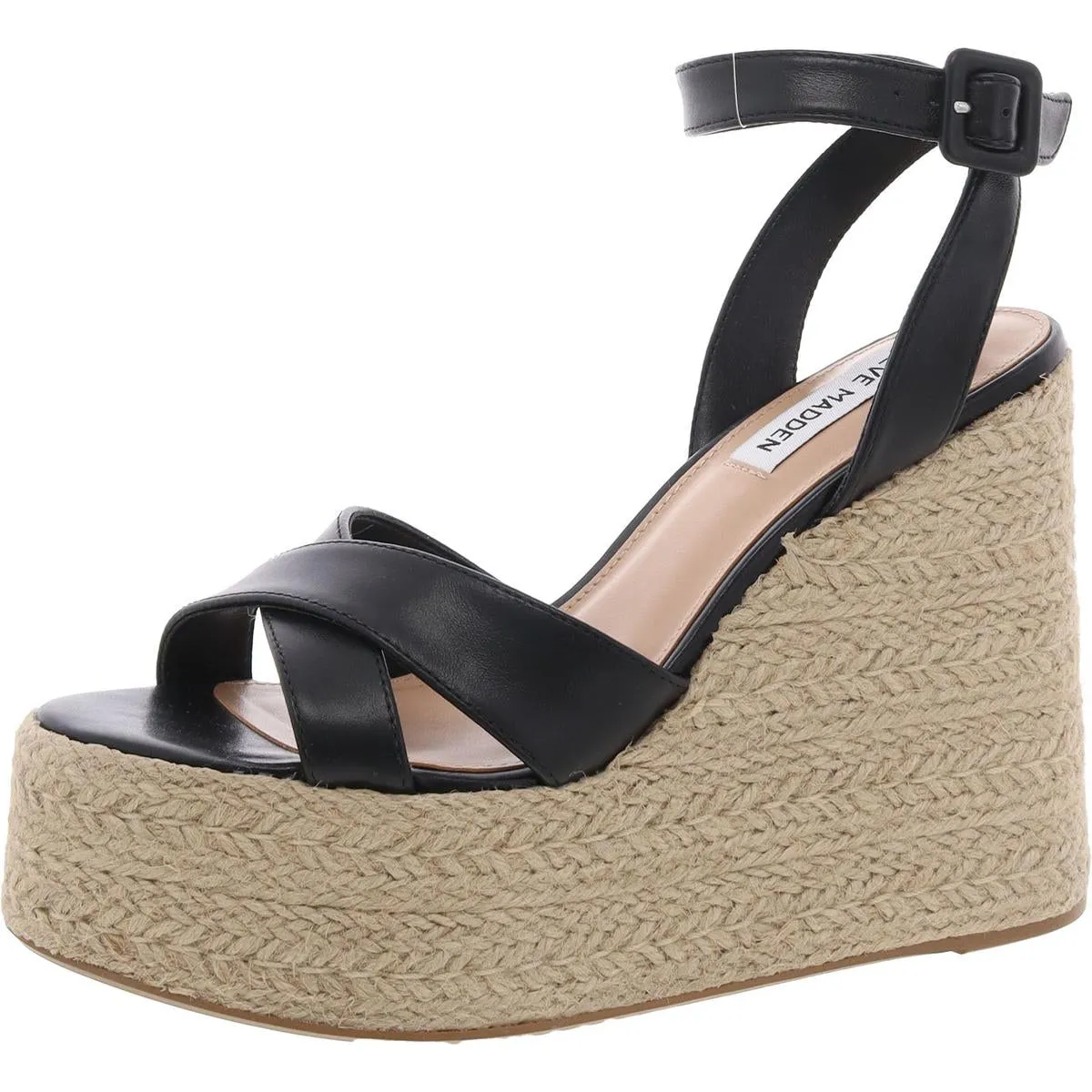 Lulah Womens Leather Espadrille Ankle Strap