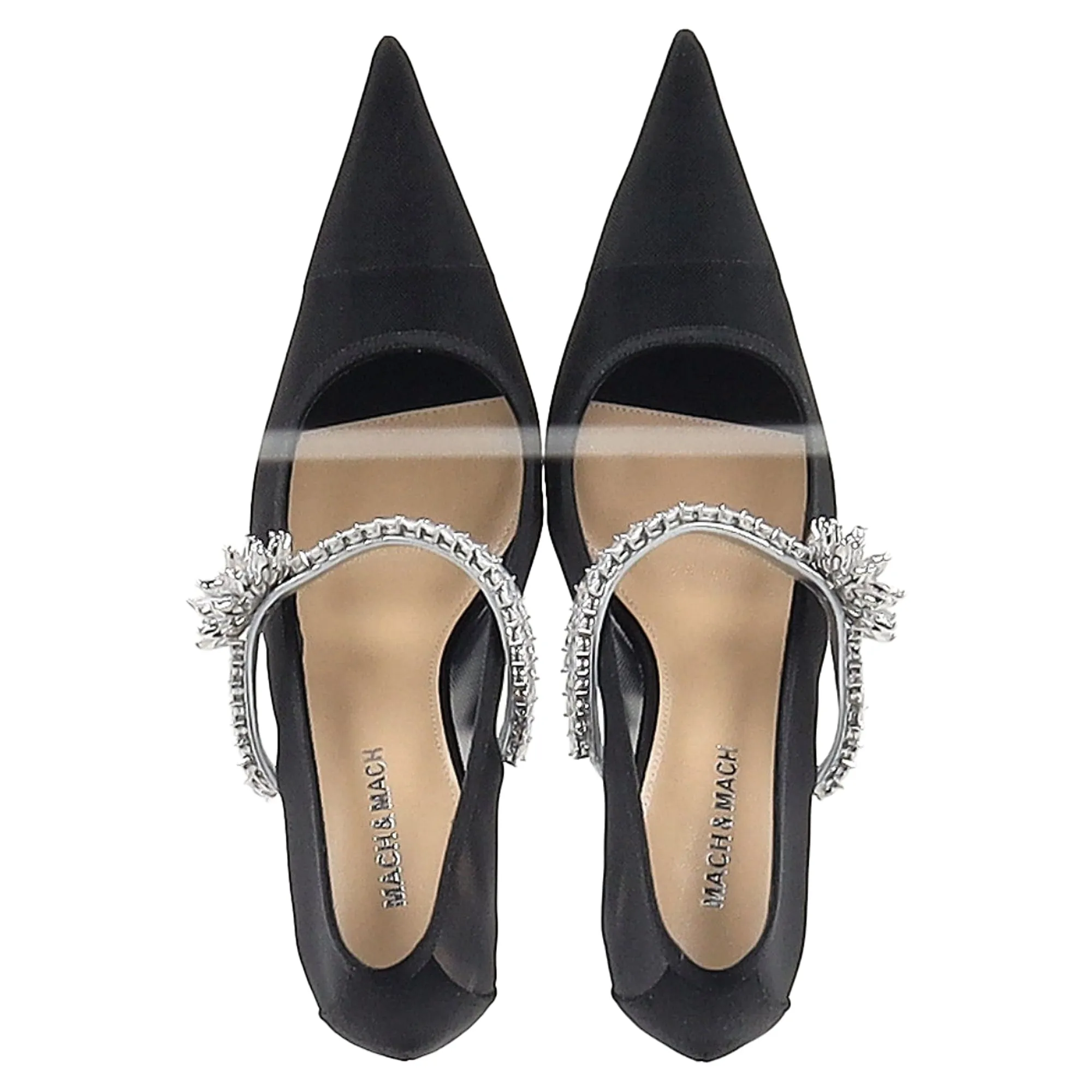 Mach & Mach Lotus Flower Heels in Black Mesh
