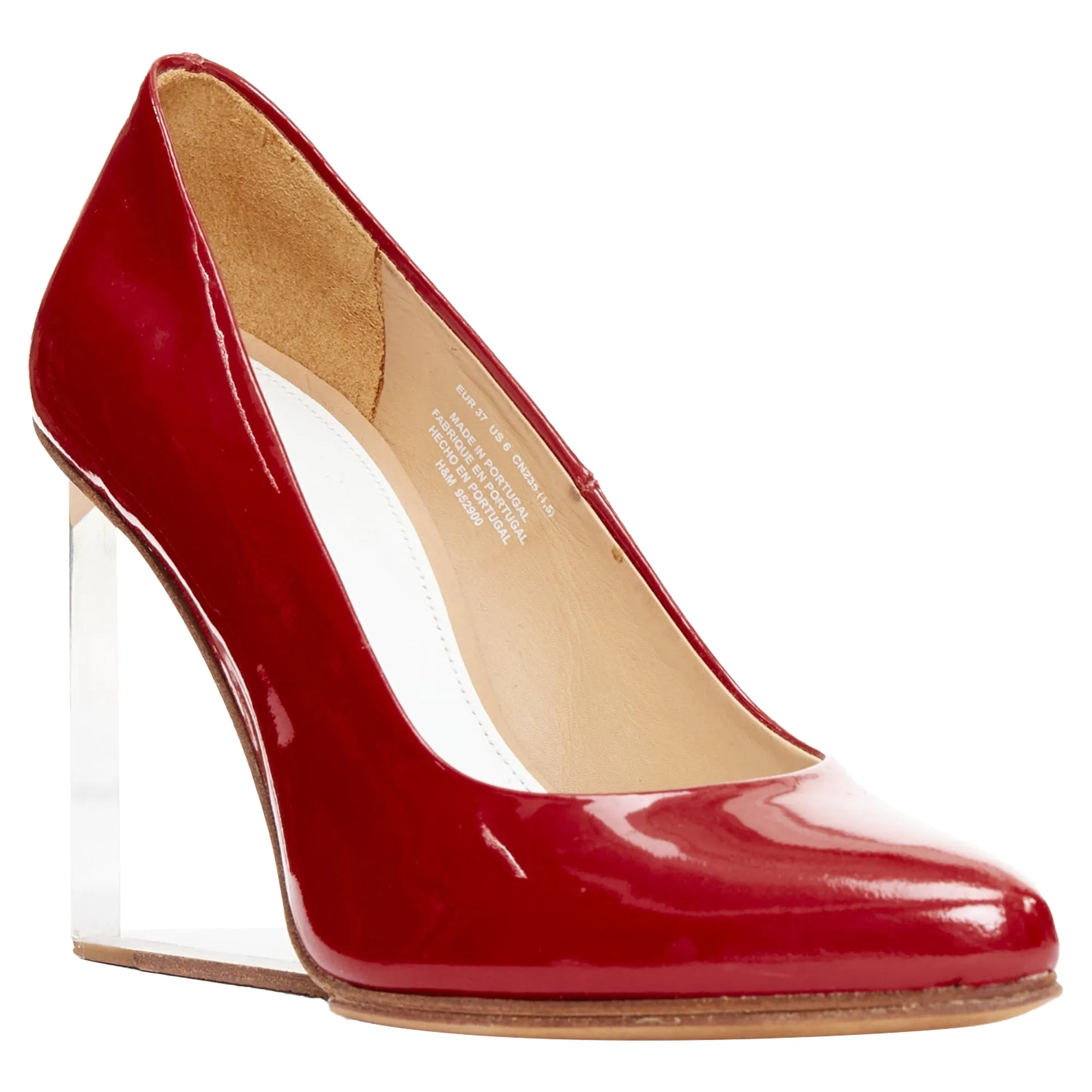 Maison Margiela H&M Invisible Red patent leather perspex clear heel pumps