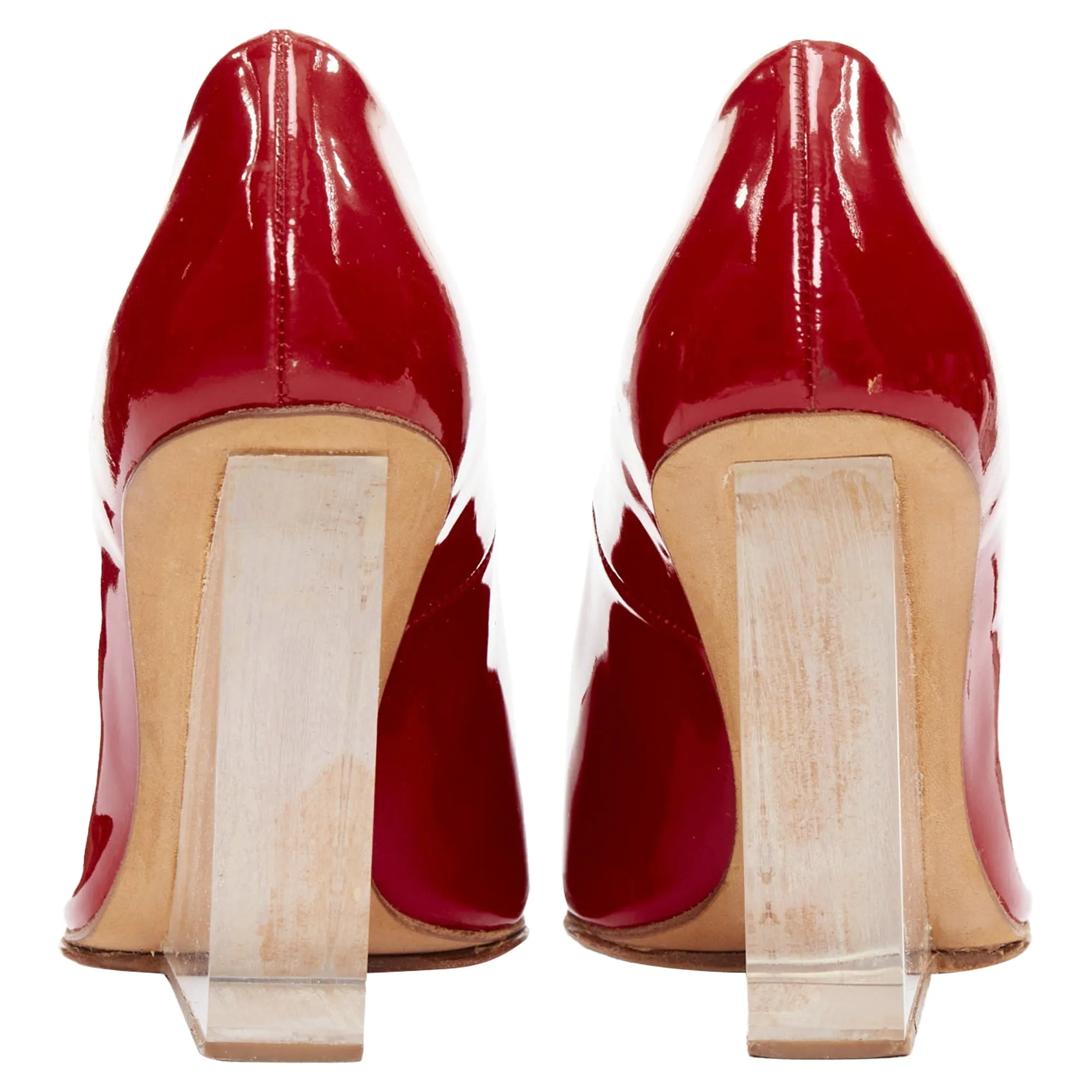 Maison Margiela H&M Invisible Red patent leather perspex clear heel pumps