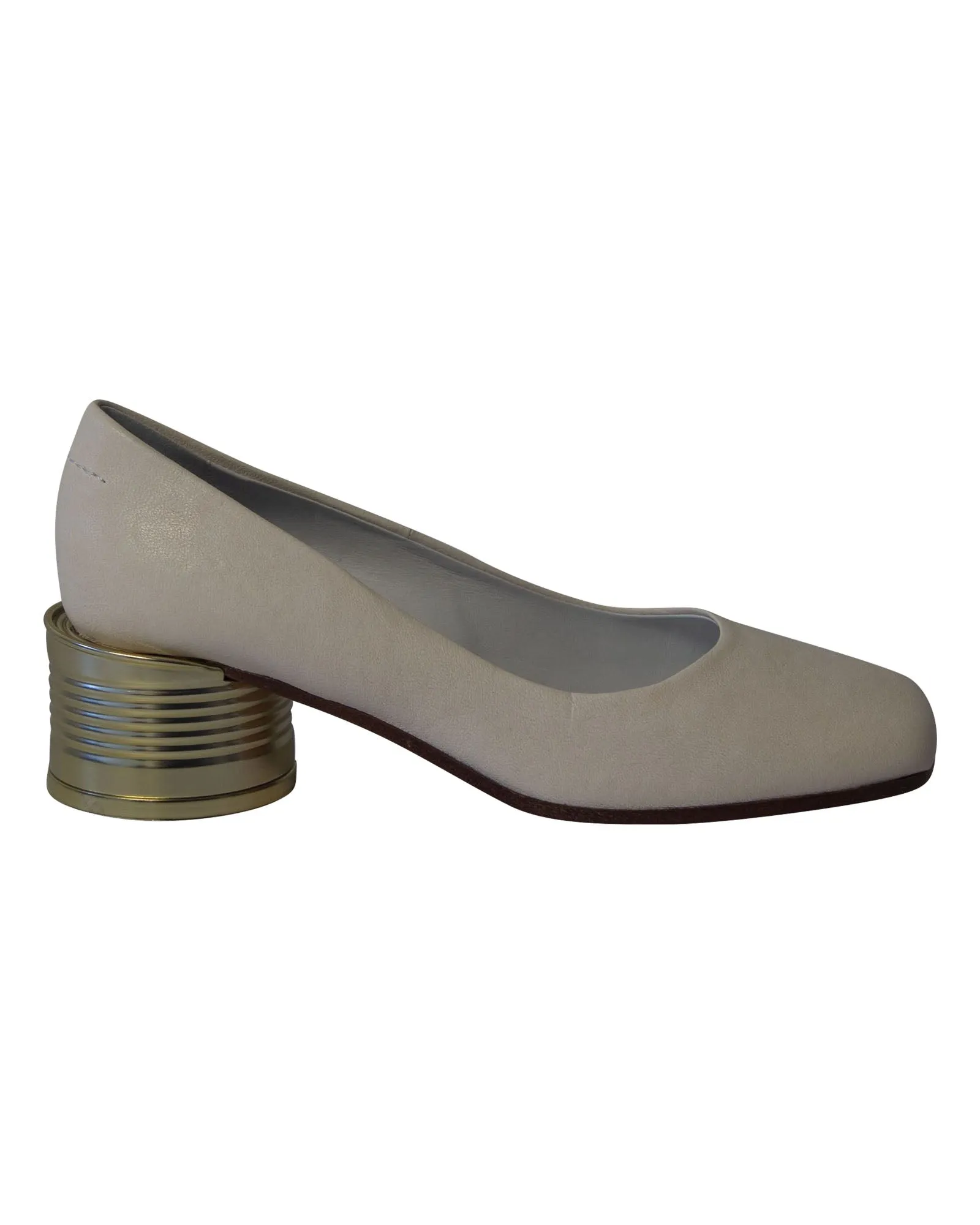 Maison Margiela Tin Can Heel Pumps in White Leather