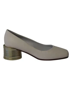 Maison Margiela Tin Can Heel Pumps in White Leather
