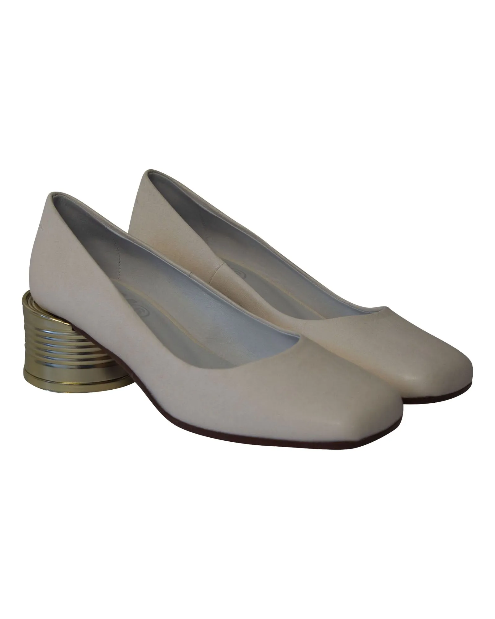 Maison Margiela Tin Can Heel Pumps in White Leather