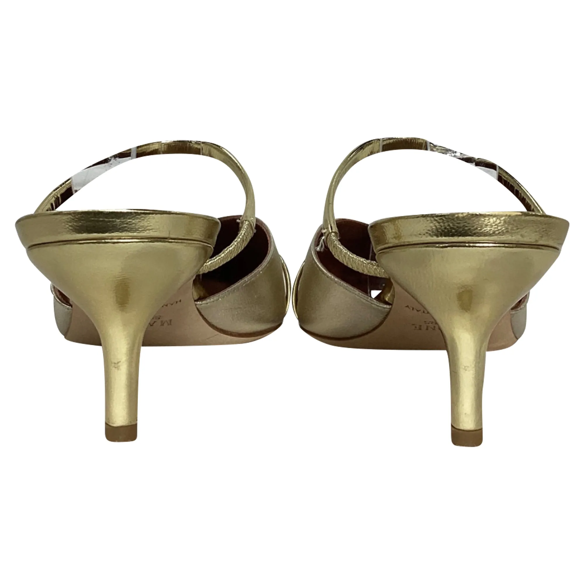 Malone Souliers Frankie Mules in Gold Leather