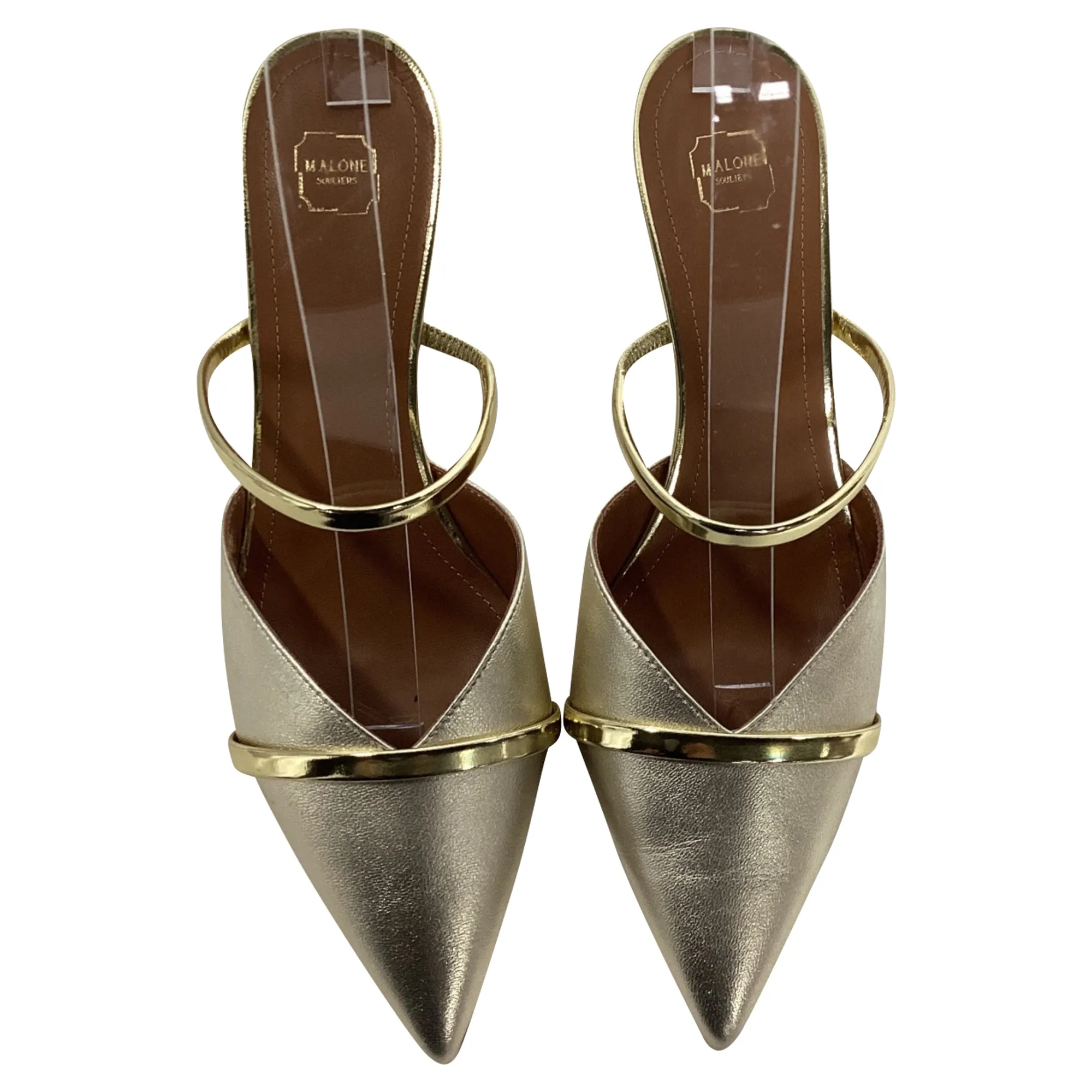 Malone Souliers Frankie Mules in Gold Leather