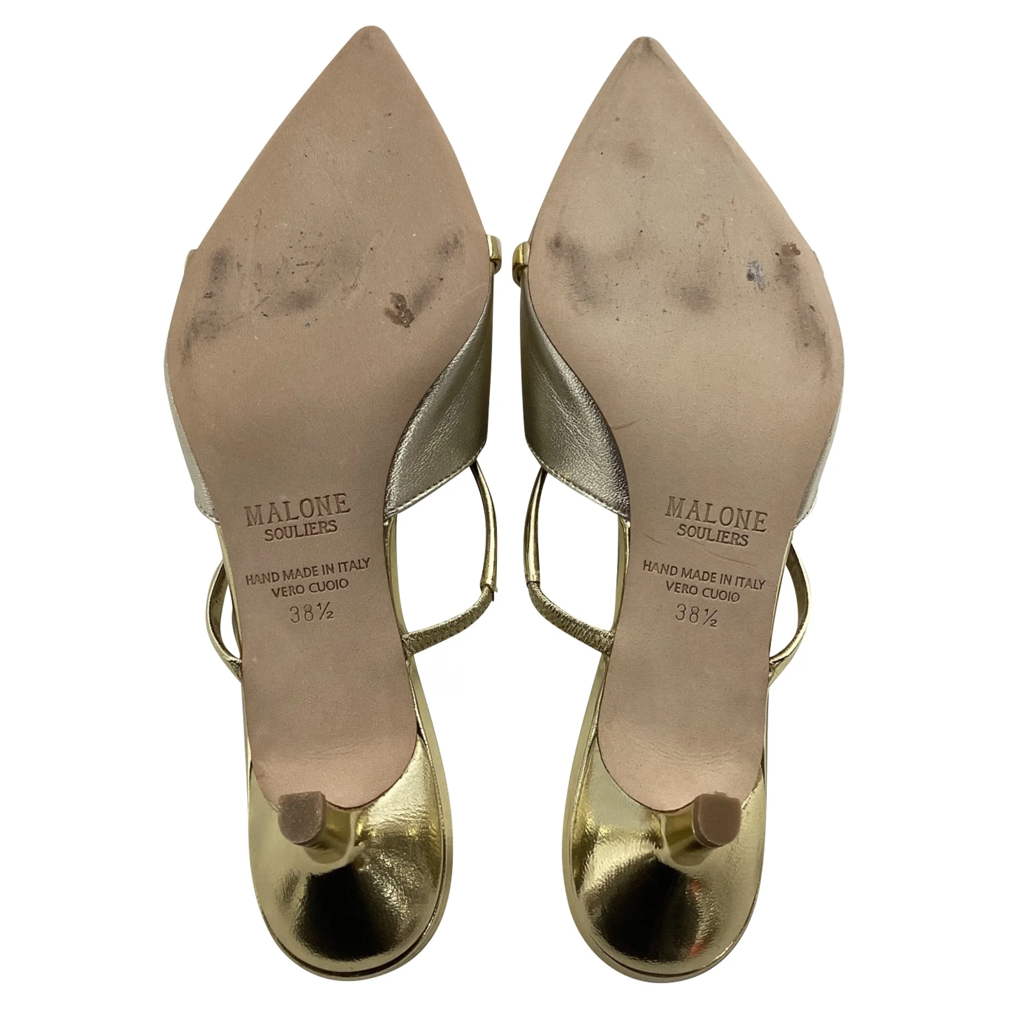 Malone Souliers Frankie Mules in Gold Leather