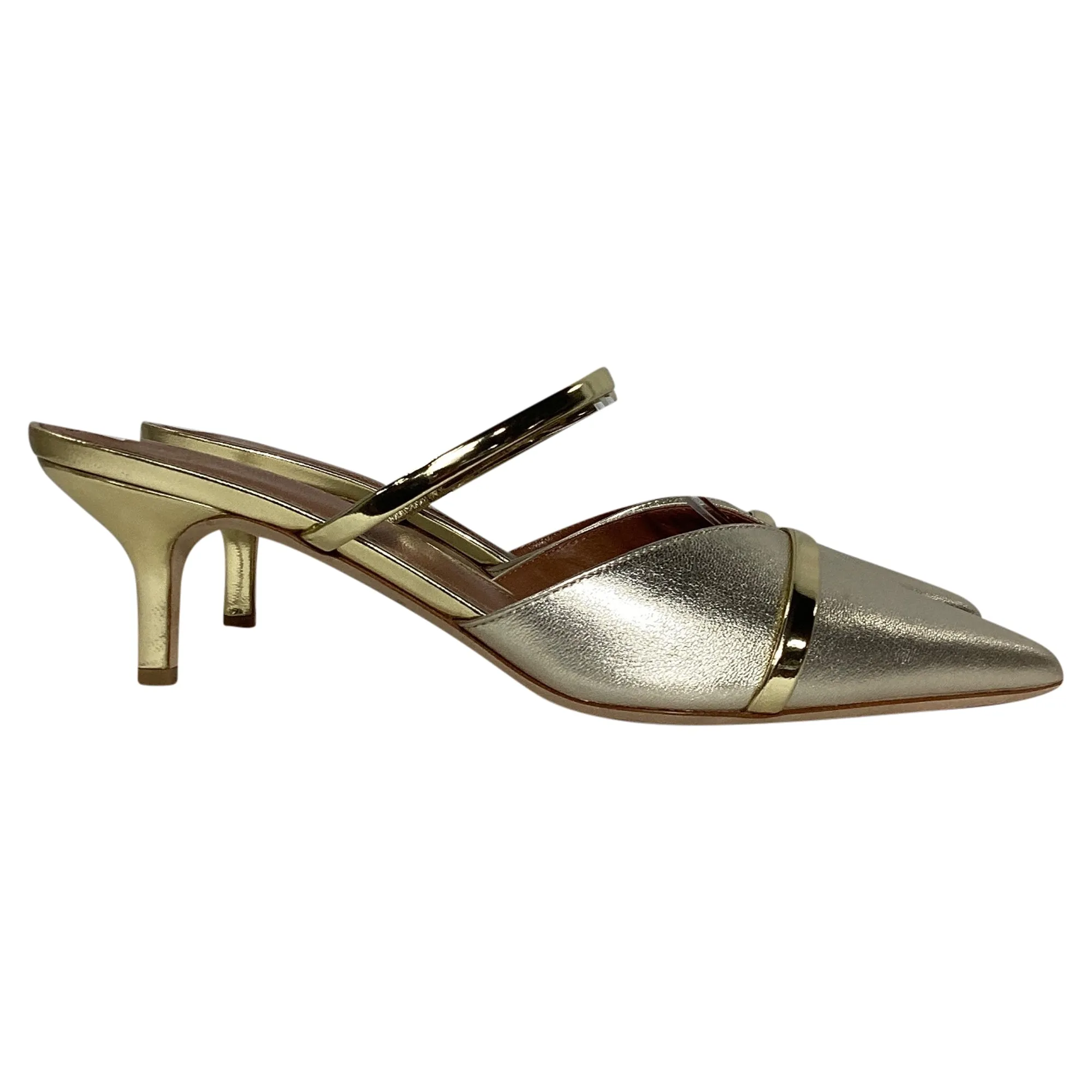 Malone Souliers Frankie Mules in Gold Leather