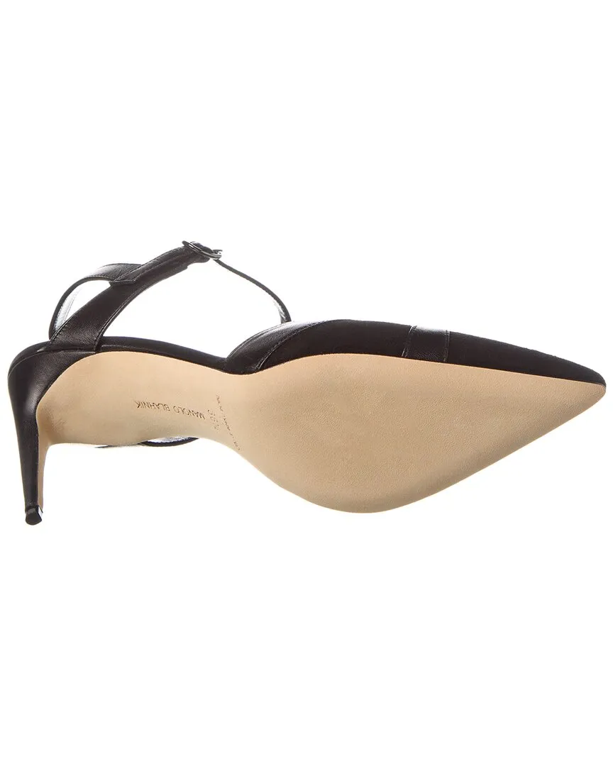 Manolo Blahnik Aristida 90 Suede & Leather Pump