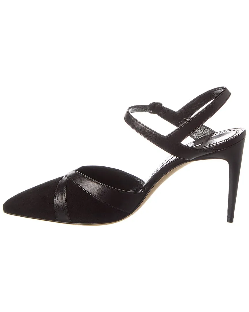 Manolo Blahnik Aristida 90 Suede & Leather Pump