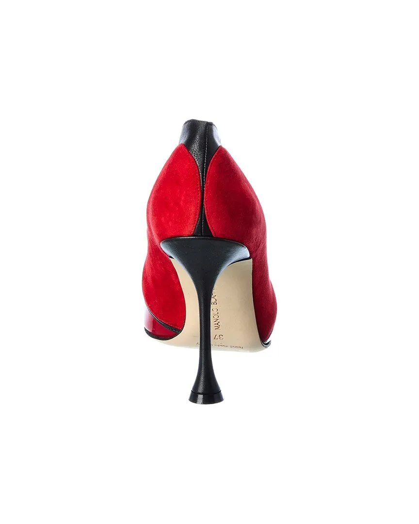Manolo Blahnik Hamaki 105 Patent & Suede Pump