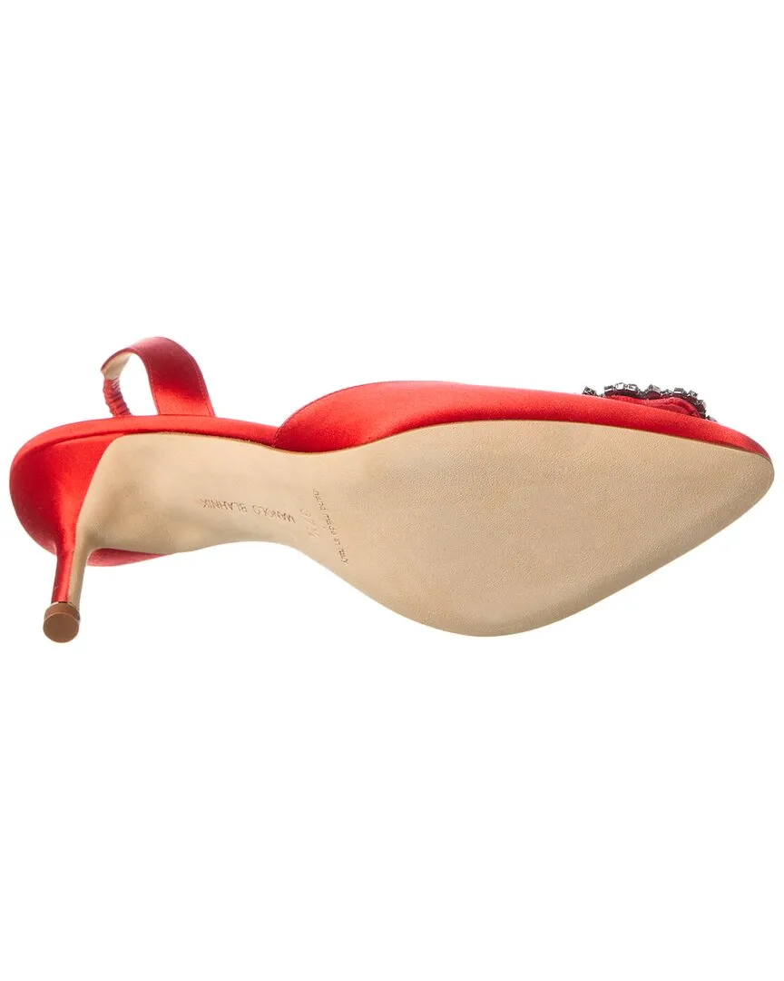 Manolo Blahnik Hangisli 70 Satin Slingback Pump