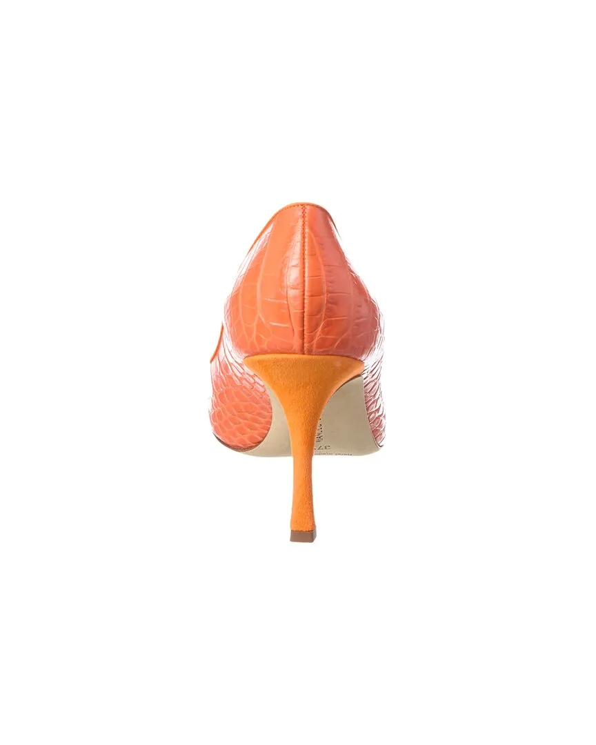 Manolo Blahnik Maysale 90 Croc-Embossed Leather & Suede Pump