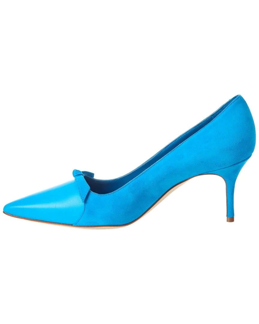 Manolo Blahnik Rinialo Bow 70 Suede & Leather Pump
