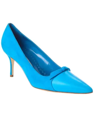 Manolo Blahnik Rinialo Bow 70 Suede & Leather Pump
