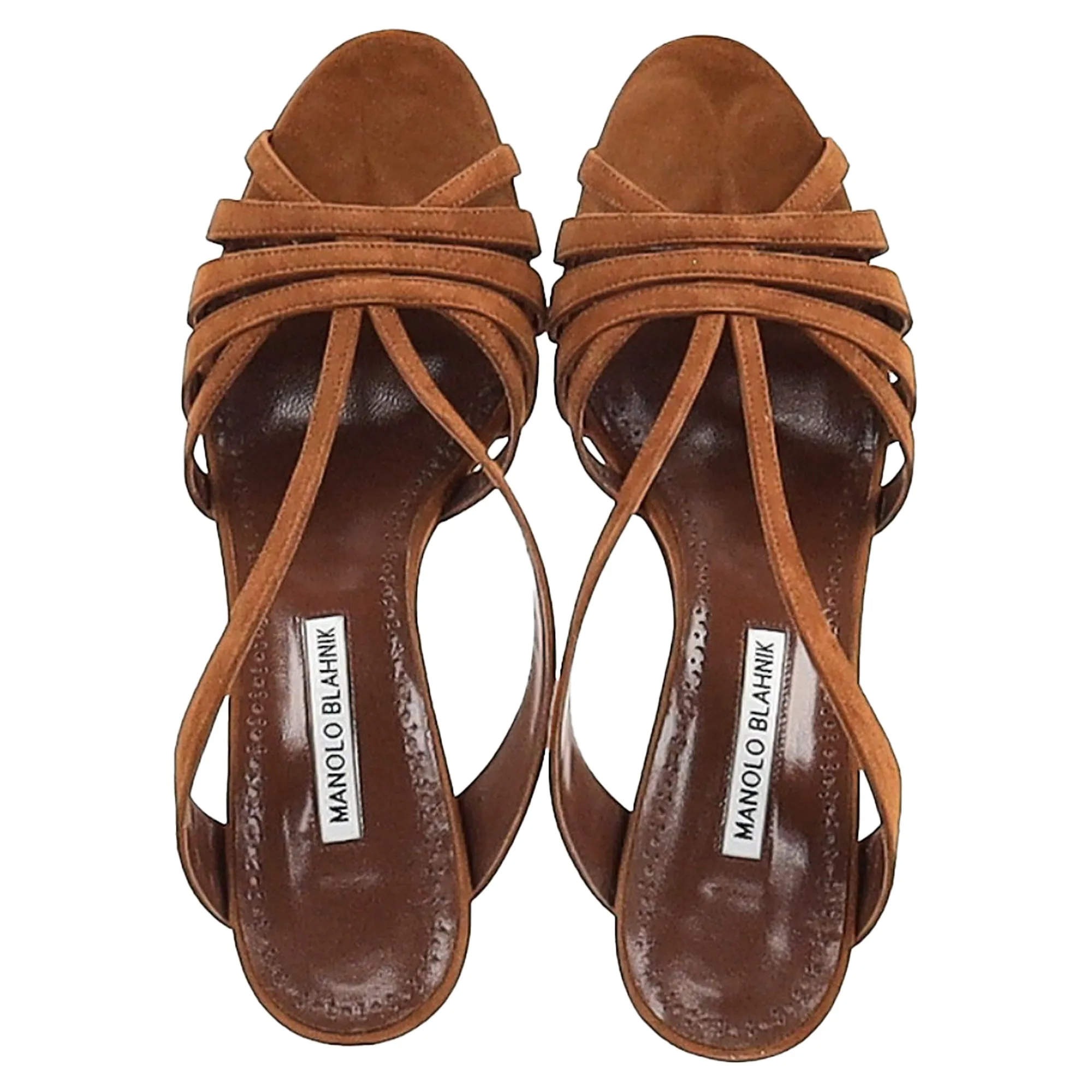 Manolo Blahnik Sardimu 70 Mules in Brown Suede