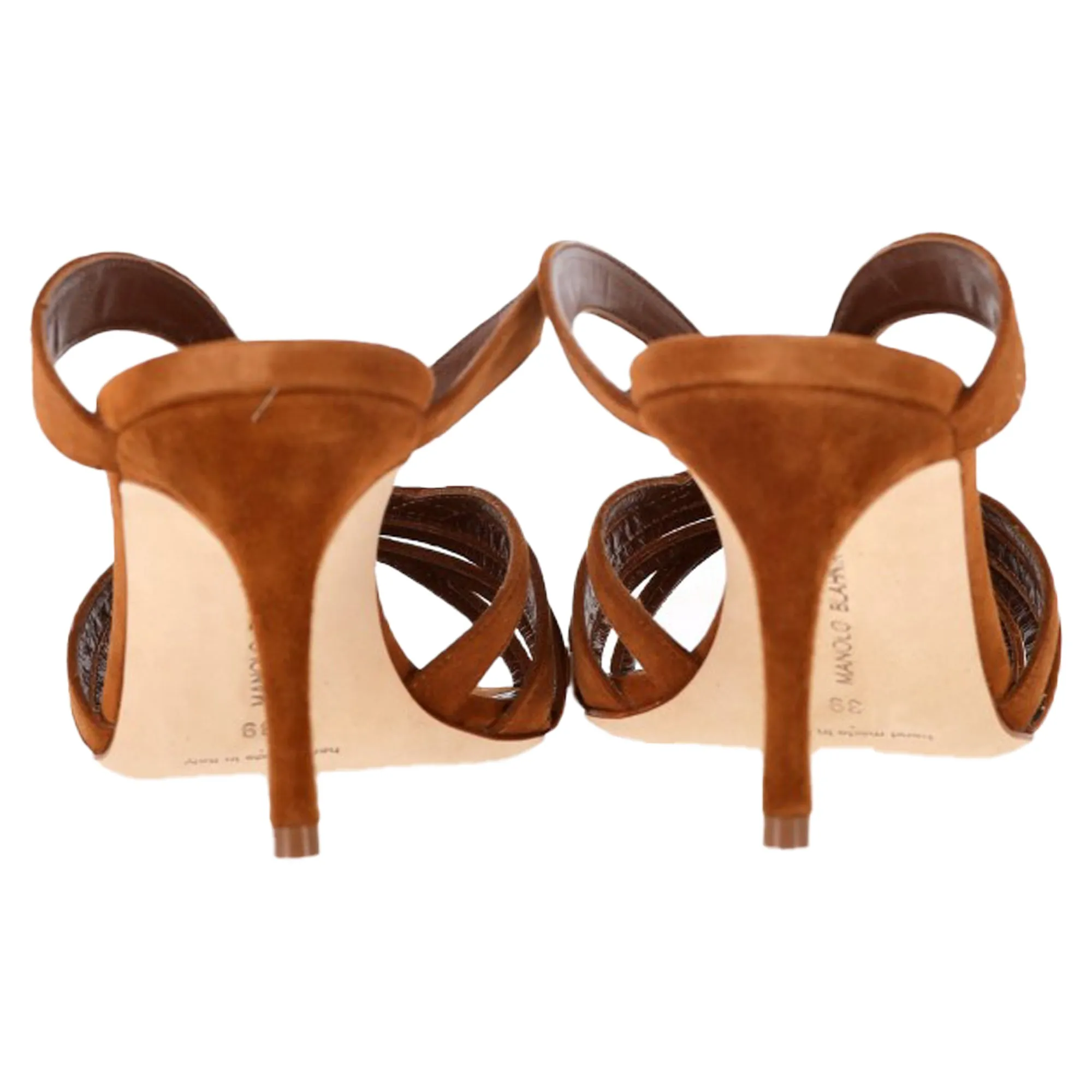 Manolo Blahnik Sardimu 70 Mules in Brown Suede