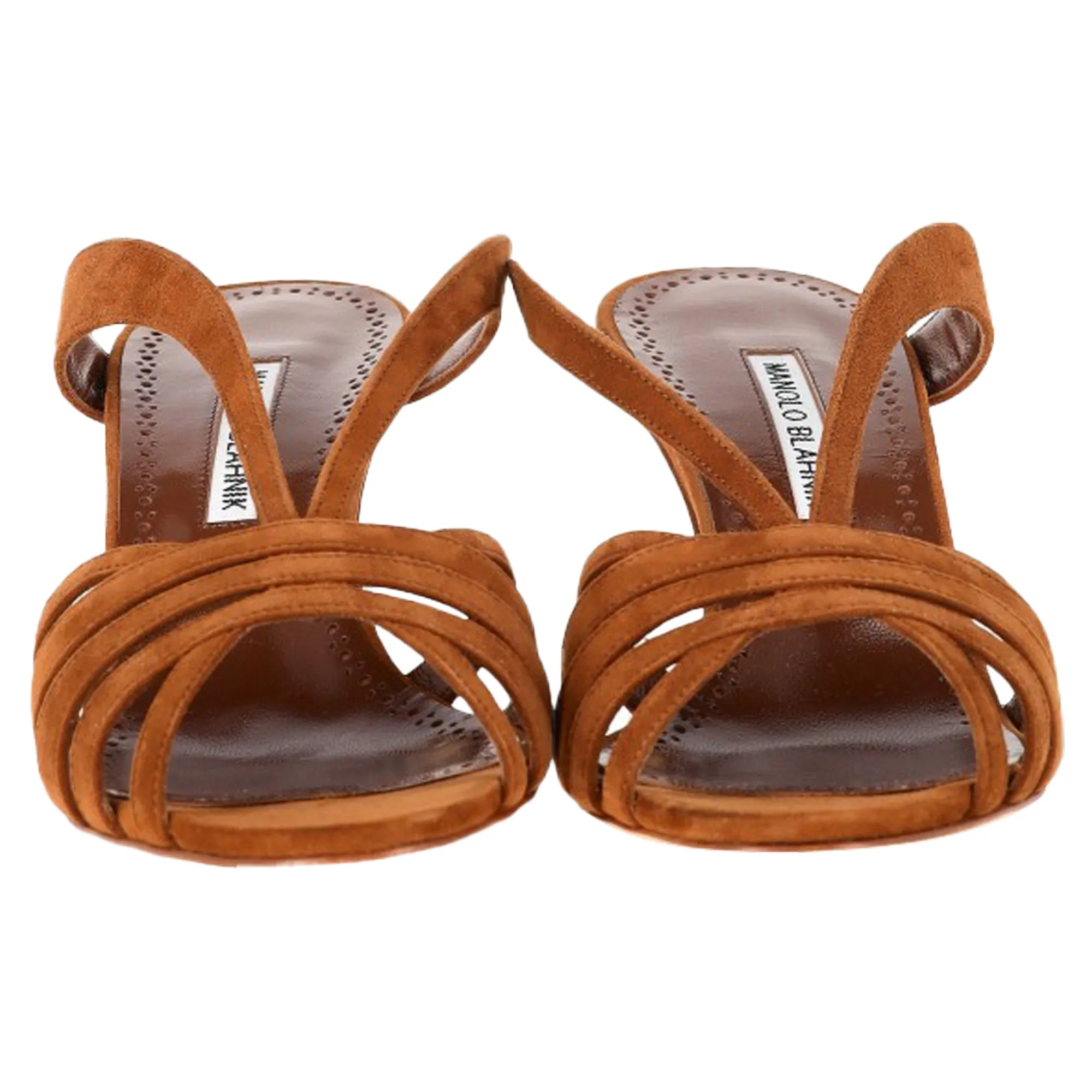 Manolo Blahnik Sardimu 70 Mules in Brown Suede