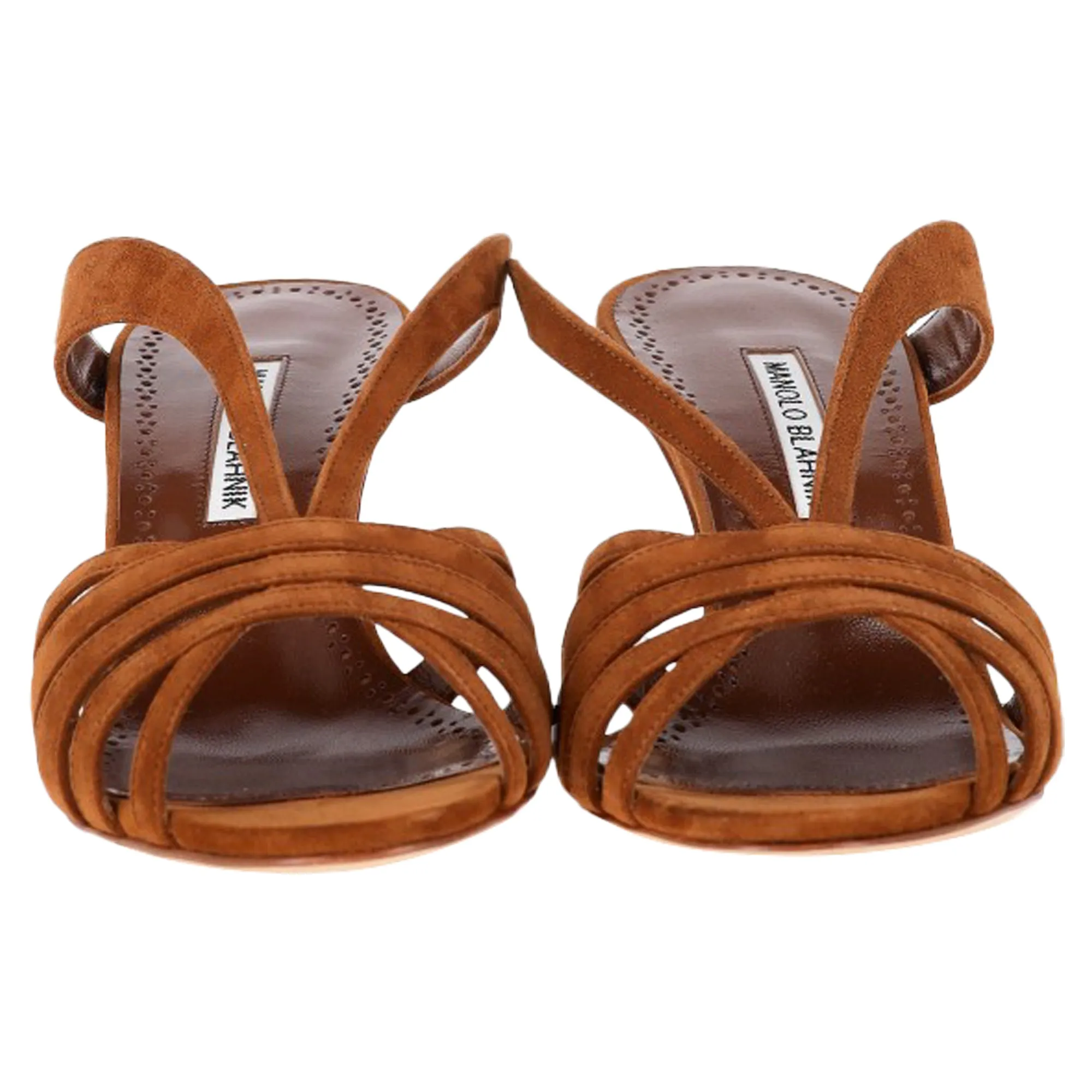 Manolo Blahnik Sardimu 70 Mules in Brown Suede
