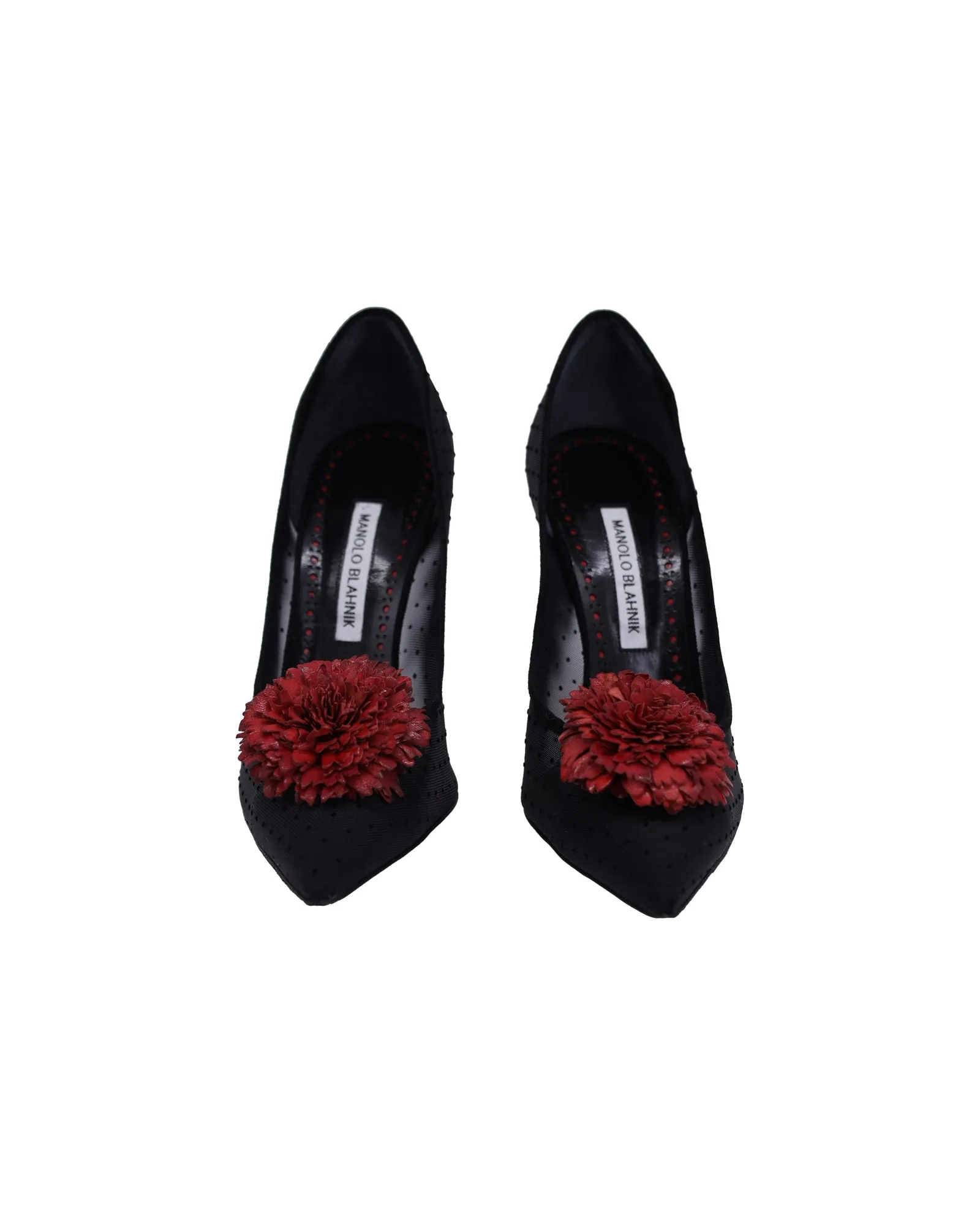 Manolo Blahnik Sohemias 105 Pointed-Toe Pumps in Black Mesh
