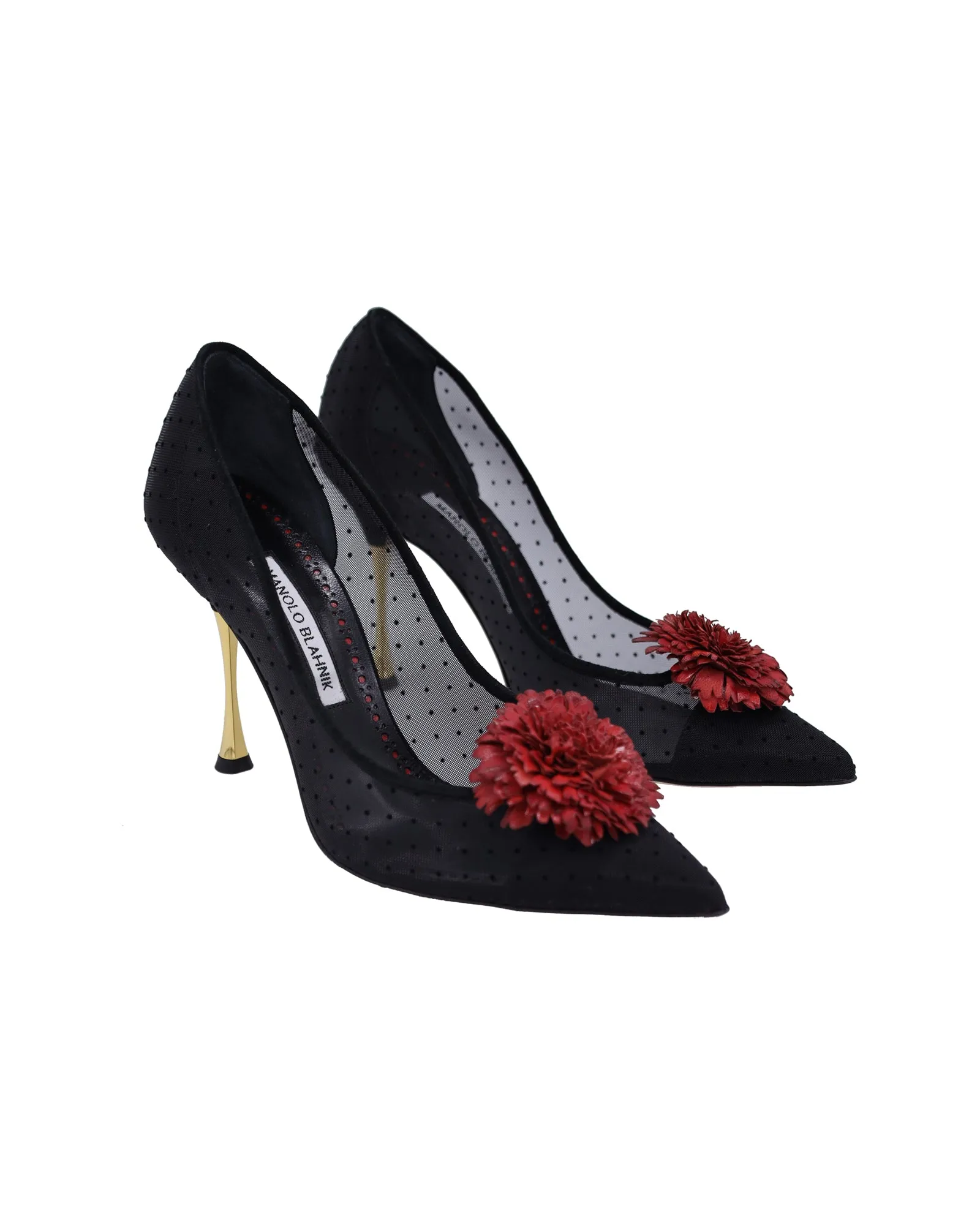 Manolo Blahnik Sohemias 105 Pointed-Toe Pumps in Black Mesh