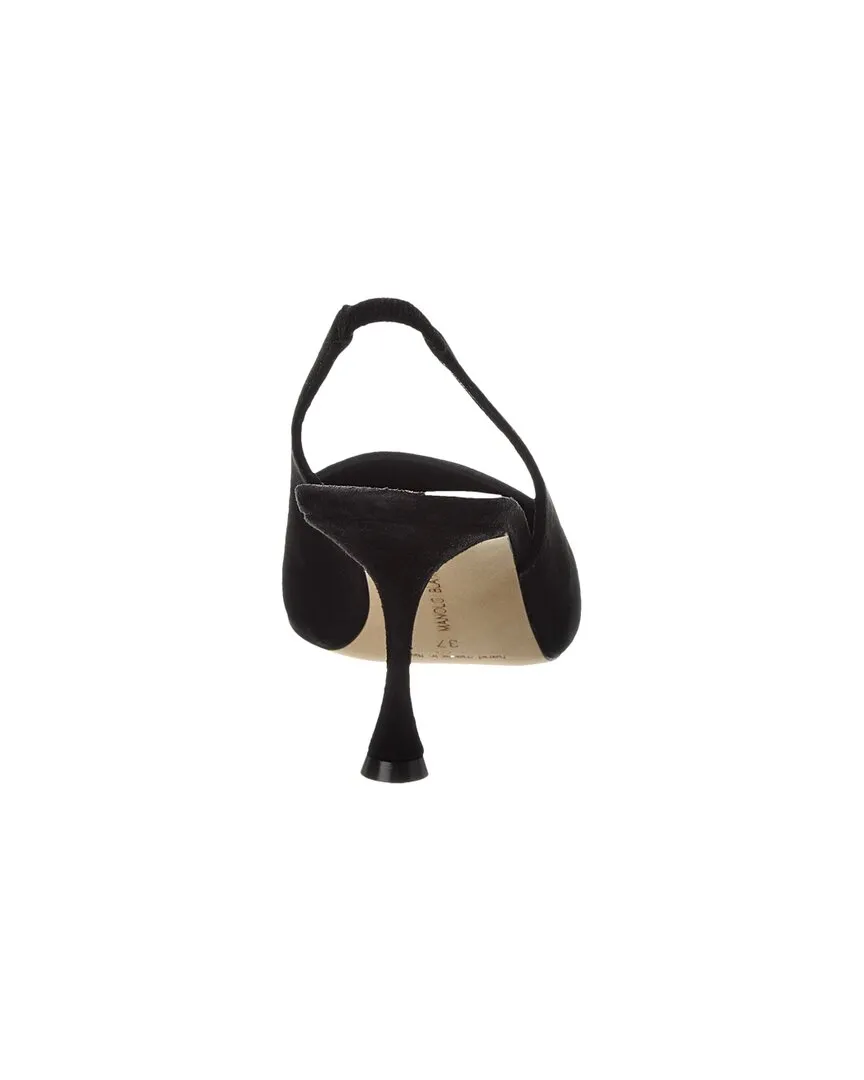 Manolo Blahnik Zaborus 70 Leather & Suede Slingback Pump