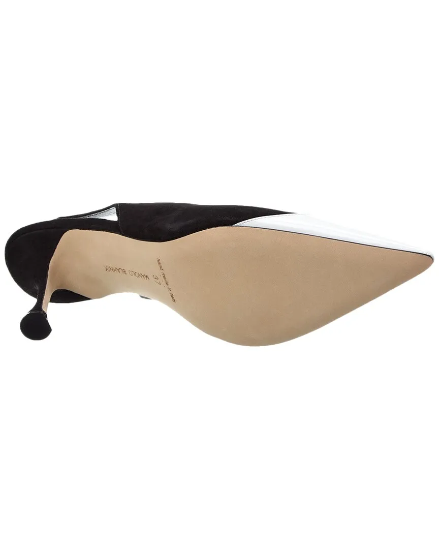 Manolo Blahnik Zaborus 70 Leather & Suede Slingback Pump