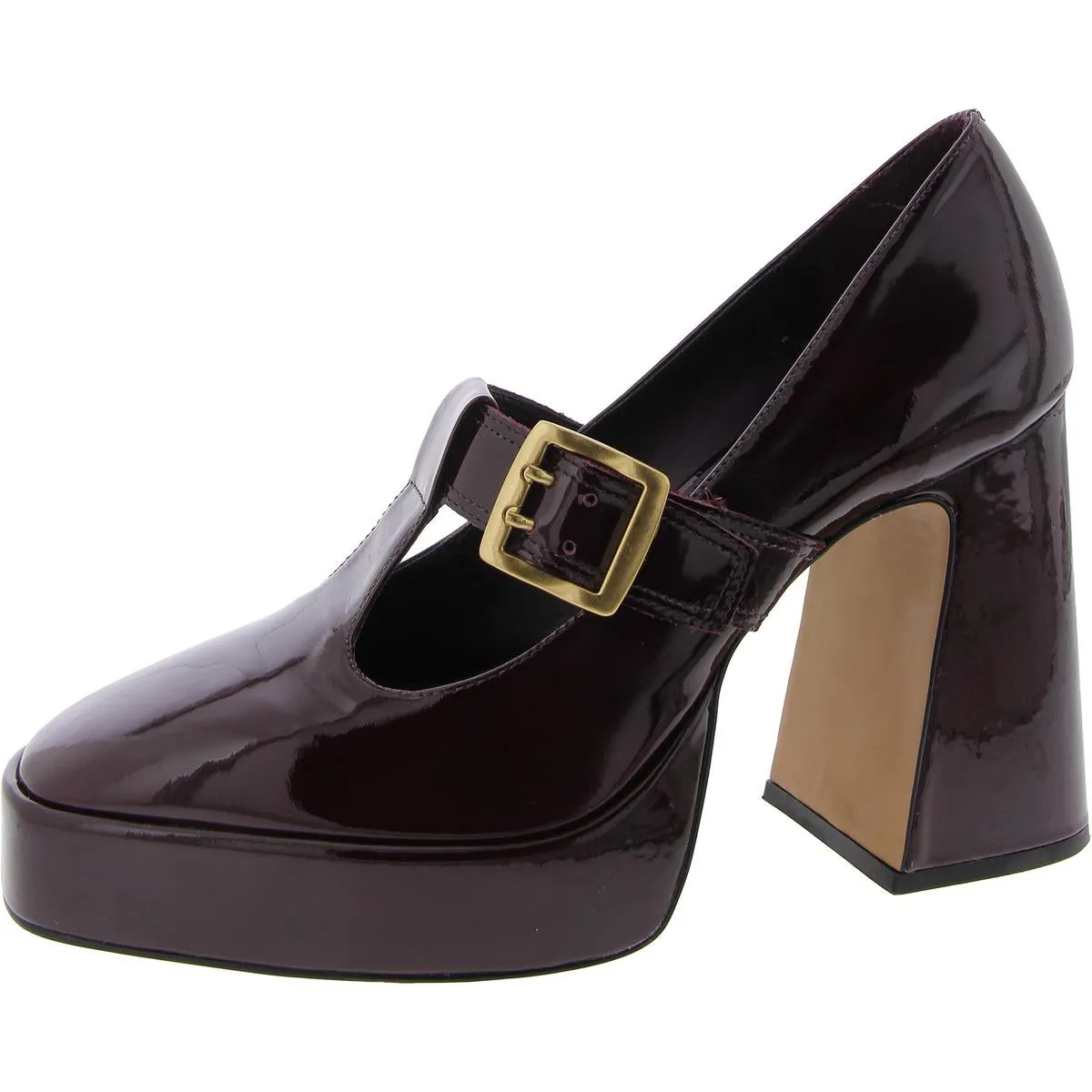 Marocean Womens Patent Leather Platform Mary Jane Heels