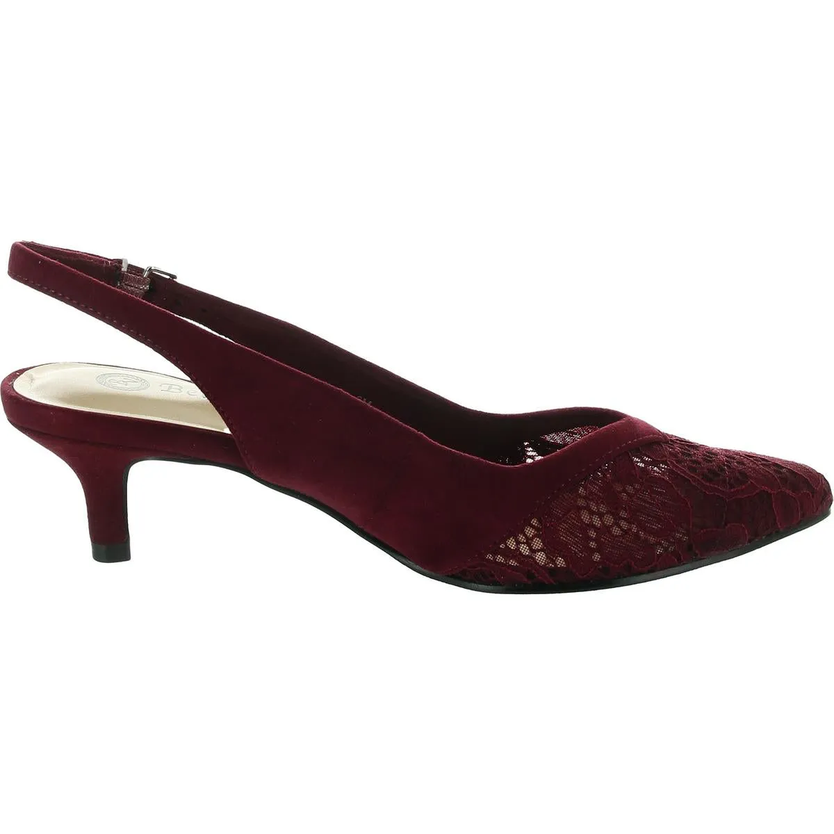 Marquette Womens Adjustable Faux Suede Slingback Heels