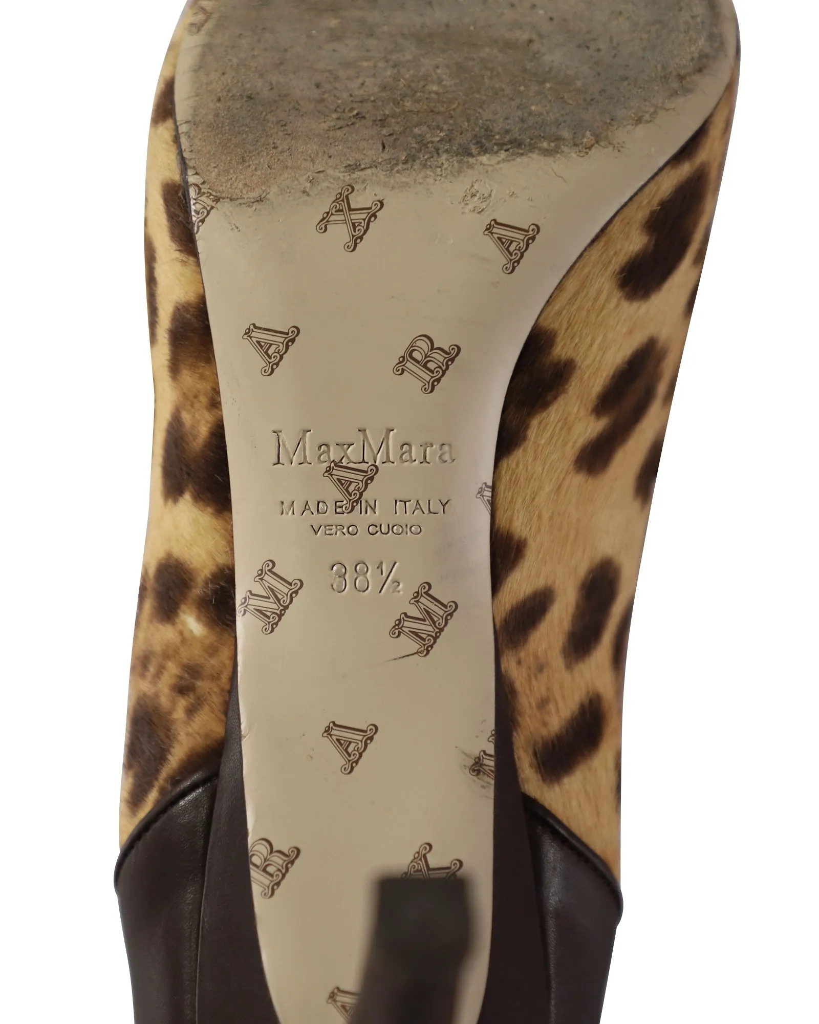 Max Mara Leopard Print Pony Style Pumps in Multicolor Leather