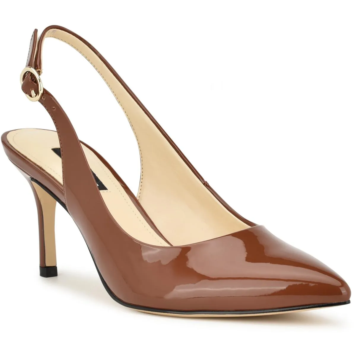 Menora 3 Womens Patent Pointed Toe Slingback Heels