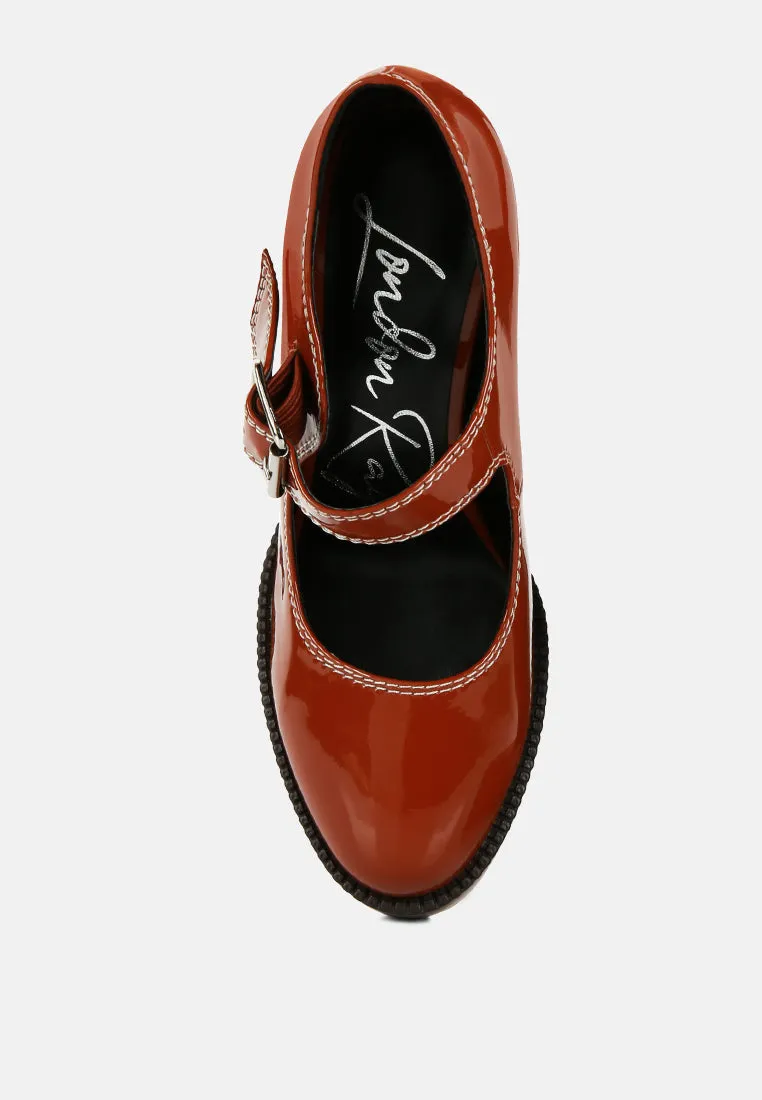 millenial bug patent high heeled mary jane shoes