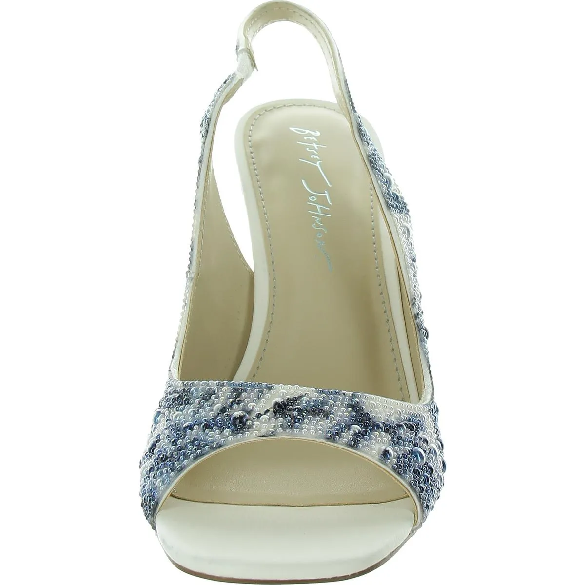 Mina Womens Faux Leather Peep-Toe Slingback Heels