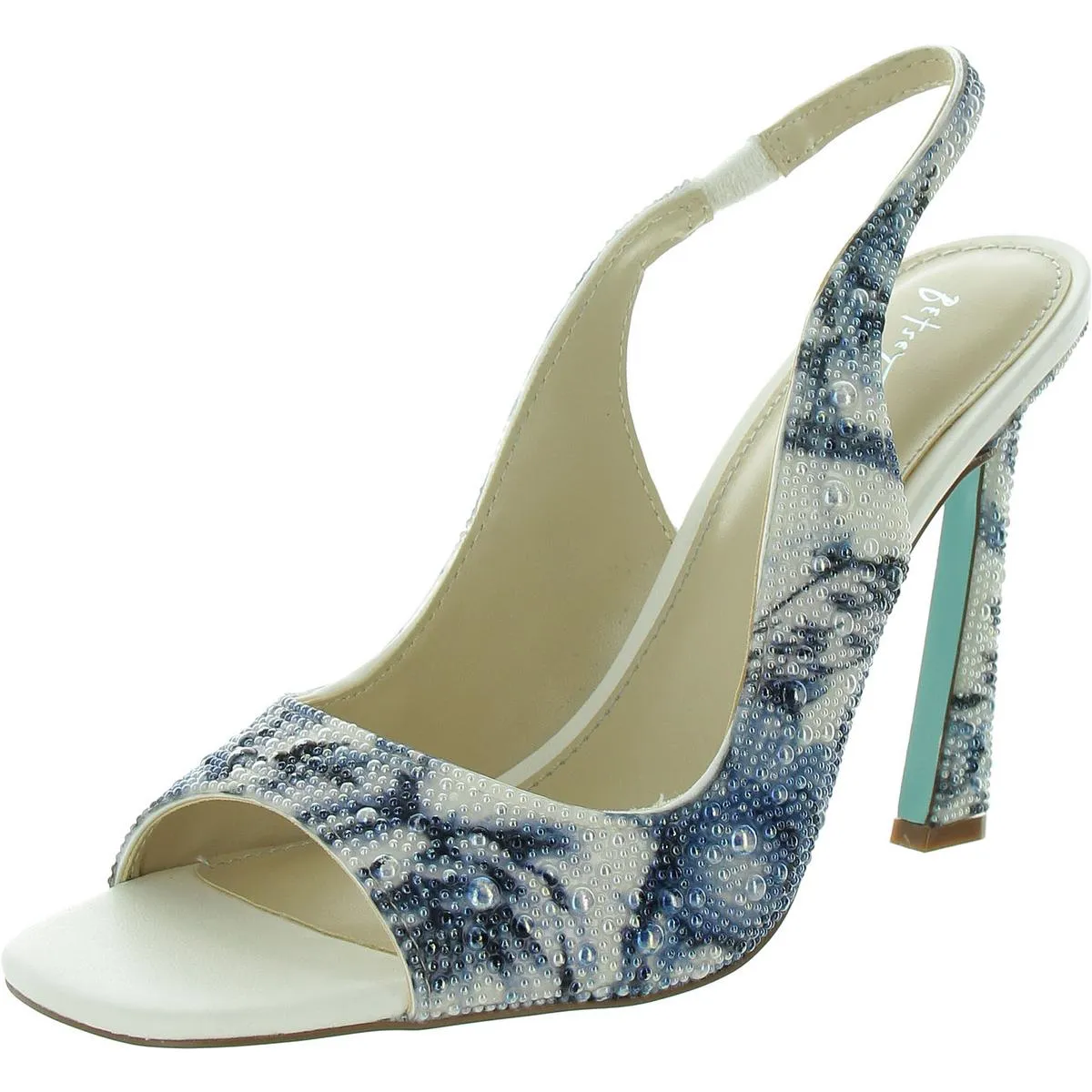 Mina Womens Faux Leather Peep-Toe Slingback Heels