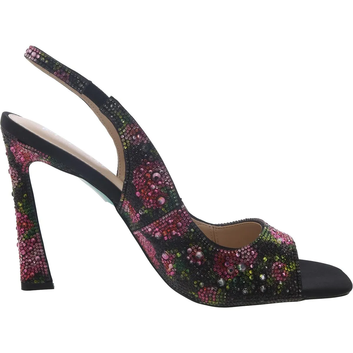 Mina Womens Faux Leather Peep-Toe Slingback Heels