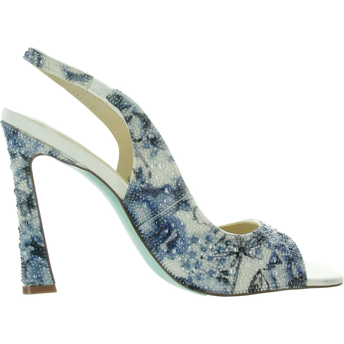 Mina Womens Faux Leather Peep-Toe Slingback Heels