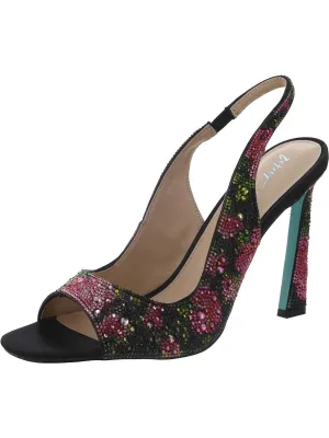 Mina Womens Faux Leather Peep-Toe Slingback Heels