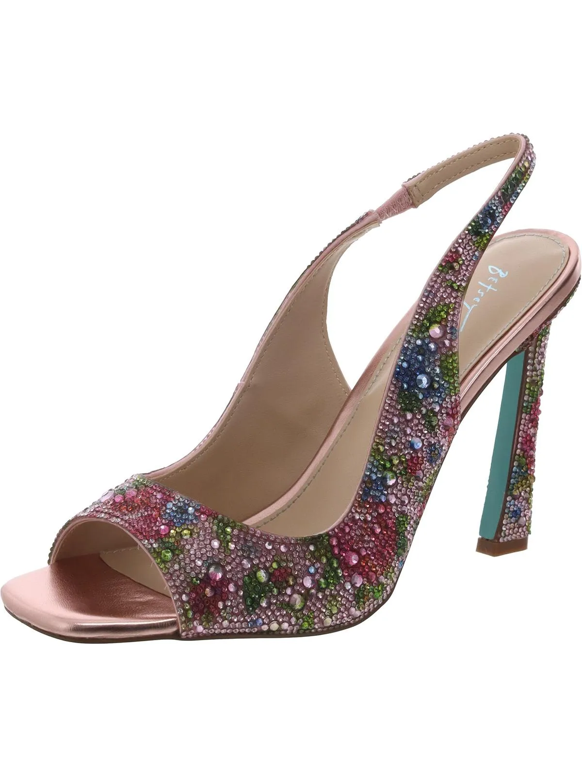 Mina Womens Faux Leather Peep-Toe Slingback Heels