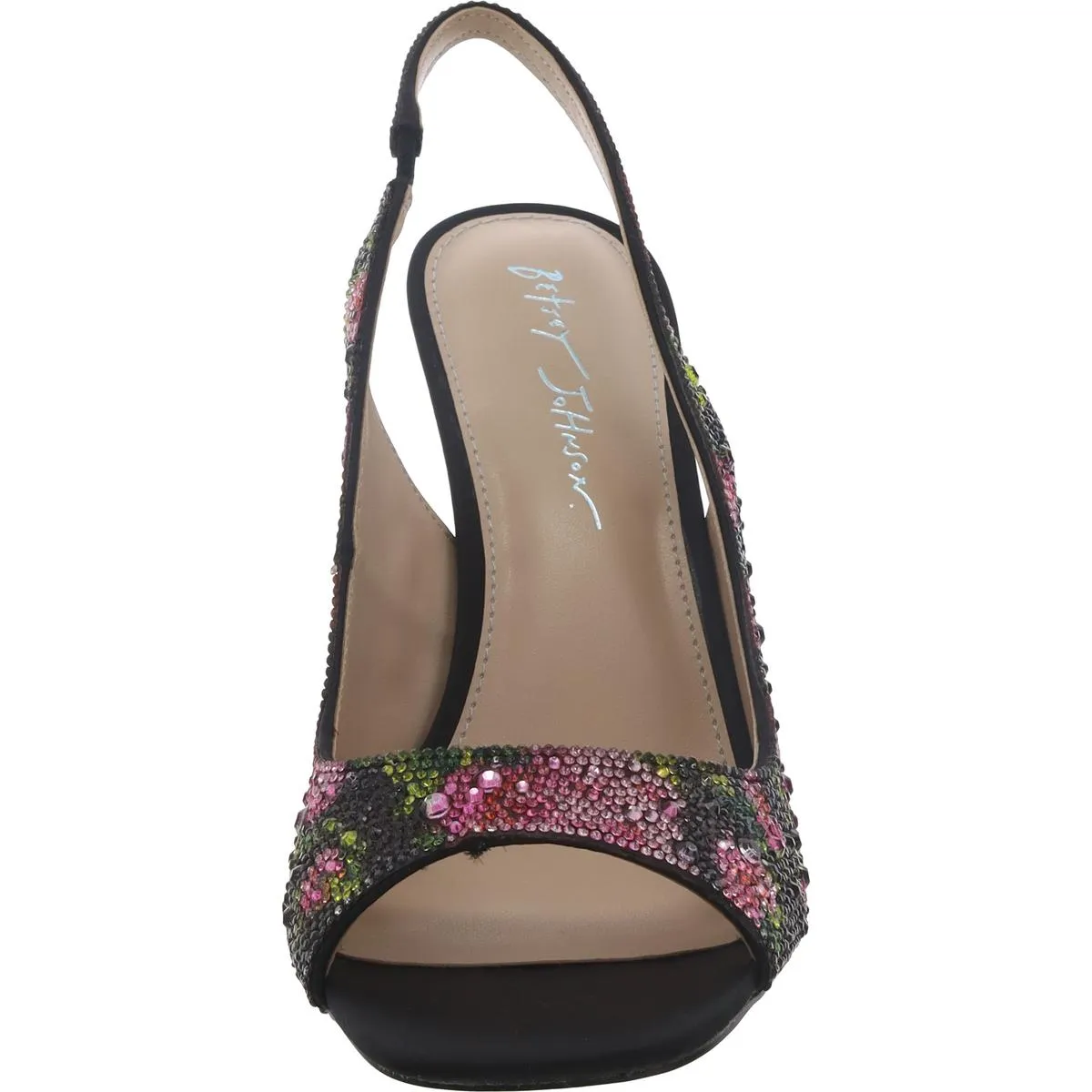 Mina Womens Faux Leather Peep-Toe Slingback Heels
