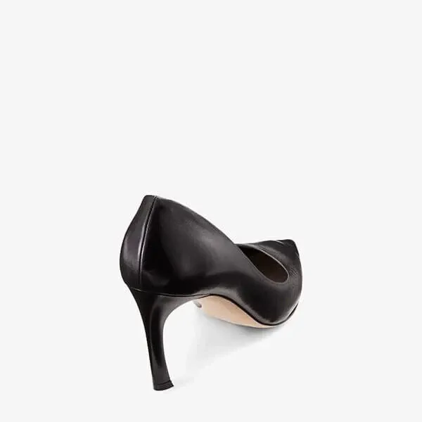 M.M.LaFleur Ginger Pump Women's 6 Black Leather Pointed Toe Stiletto Heel ZPO272 (Black,6)