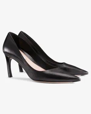 M.M.LaFleur Ginger Pump Women's 6 Black Leather Pointed Toe Stiletto Heel ZPO272 (Black,6)
