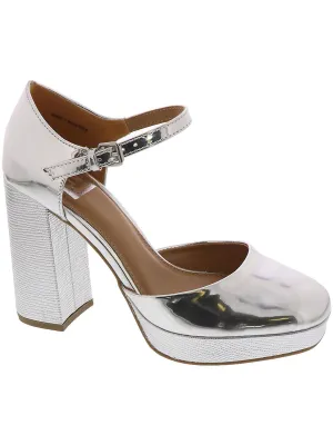 Moesha Womens Faux Leather Ankle Strap Block Heels