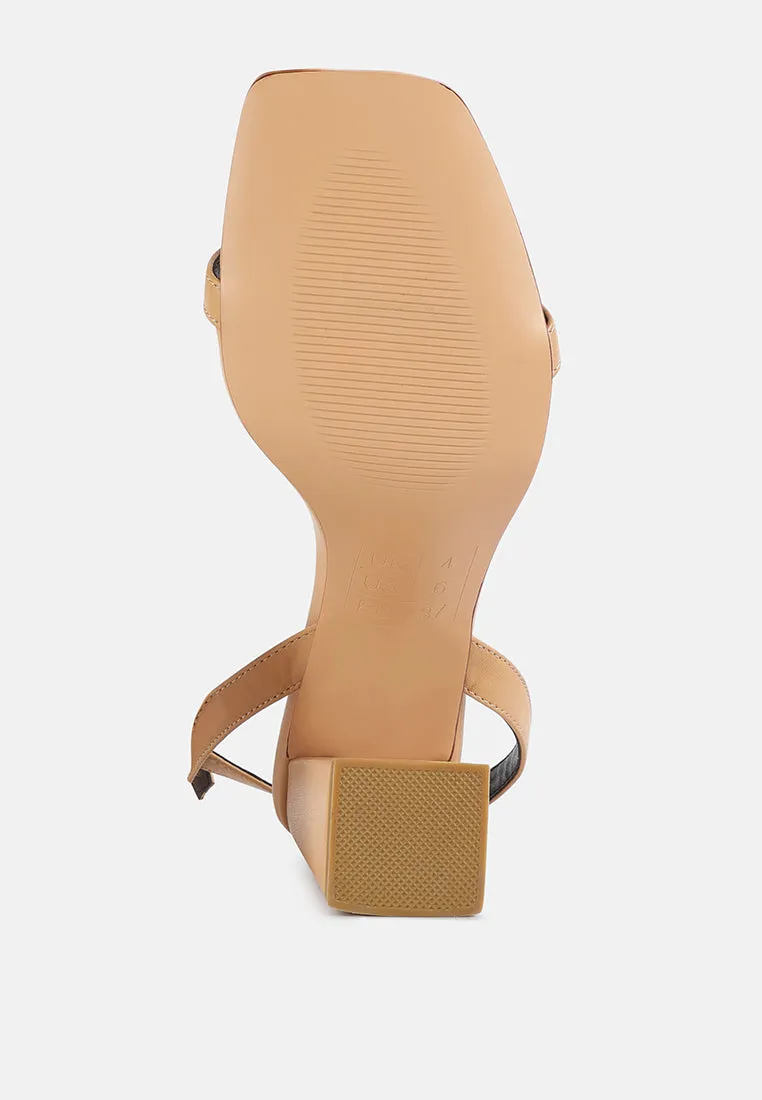 mooncut block heel ankle strap sandals