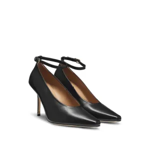Nappa-leather pumps with ankle strap